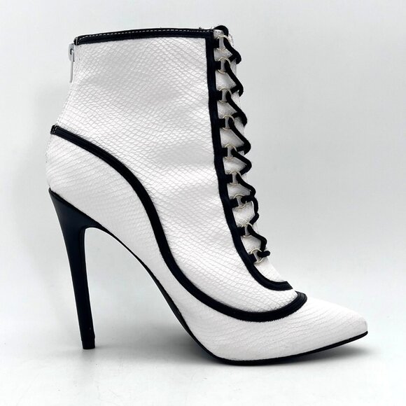 ShoeDazzle Dangerous Booties Womens Size 9 White Multi Back Zipper & Lace-Up New - Picture 10 of 16